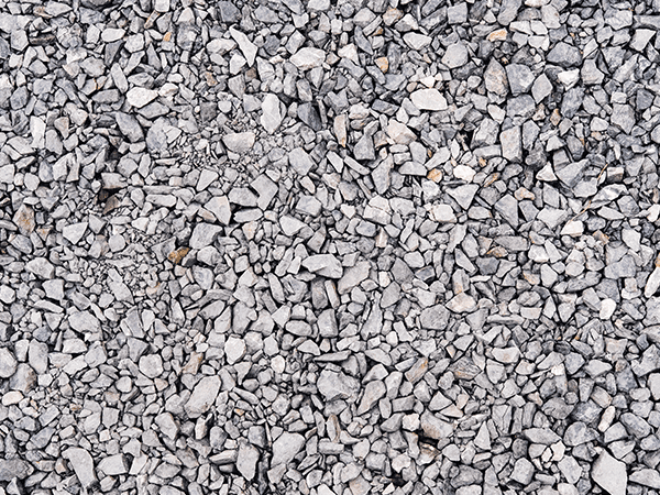 Small sharp edged gray walkway gravel